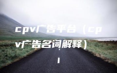 cpv广告平台（cpv广告名词解释）